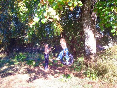 The tyre swing is great fun